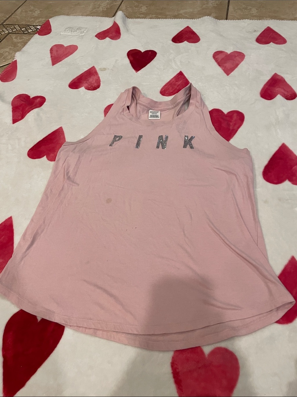 PINK Victoria's Secret Dusty Pink Graphic Racerback Tank